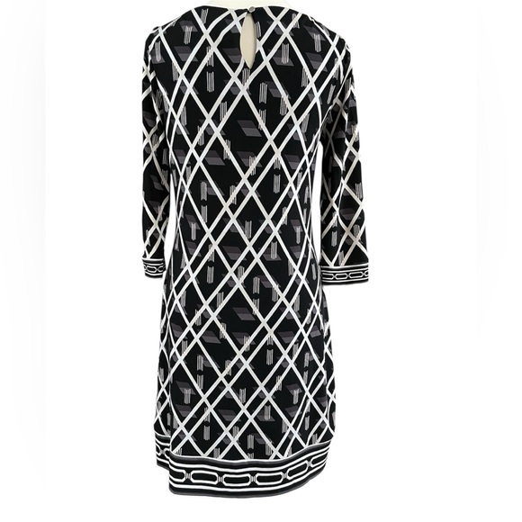 White House Black Market Black and White Patterned Dress - Picture 2 of 4